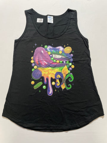 Women's Mardi Gras Tank Top - Size Small Festive Celebration
