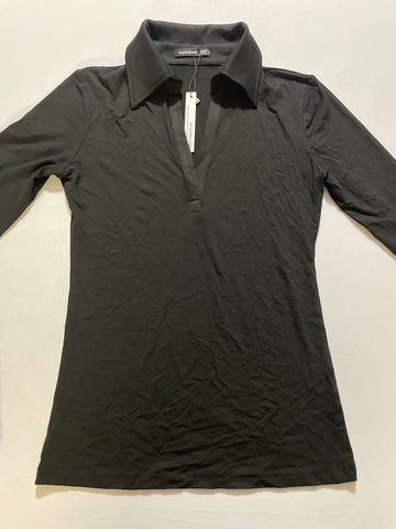 AmelieBoutik Women's Long Sleeve V Neck Black Shirt - Size Small