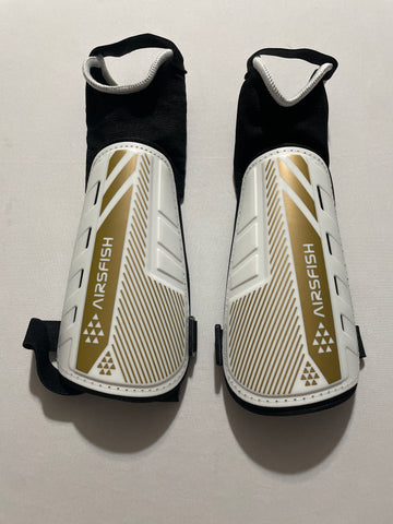 Soccer Shin Guards White & Gold - Professional Protection for Players