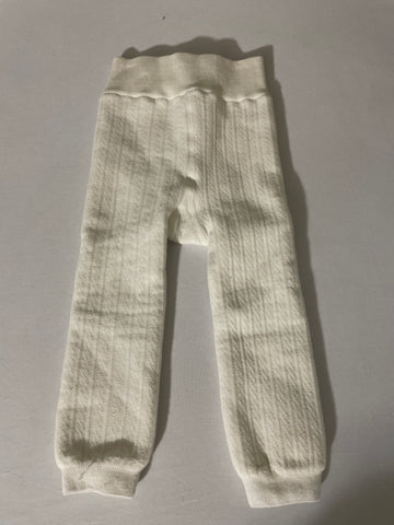 Little Girls Fleece Lined Leggings Size 2T - Off White Winter Warmth