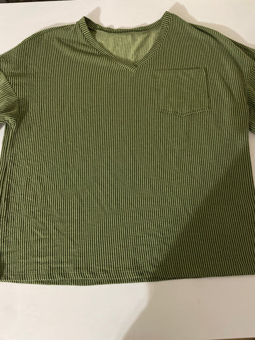 Women's Green Ribbed Texture Shirt 2XL