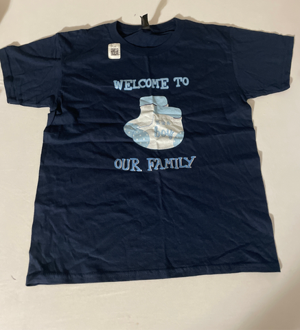 Welcome to Our Family It's a Boy T-shirt Size Small - New Baby Announcement