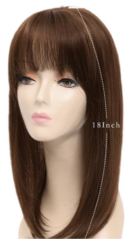 LOSMOEER Brown Hair Clip-In Bangs with Topper - 18 Inch Hair Piece