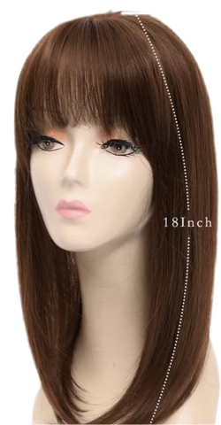 LOSMOEER Brown Hair Clip-In Bangs with Topper - 18 Inch Hair Piece
