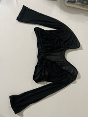 Sleevey Wonders Black Mesh Long Sleeve Crop Top