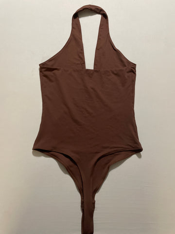 REORIA Women's Halter Top Bodysuit - V Neck Backless Size Small