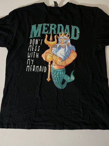 Men's Merdad Don't Mess With My Mermaid Black T-Shirt XL