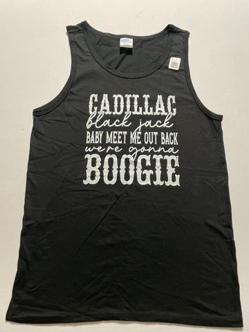 Men's Cadillac Black Jack Tank Top - Size Small Black with White Text