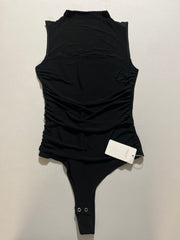 Black Mock Neck Sleeveless Mesh Bodysuit - Size Small REORIA