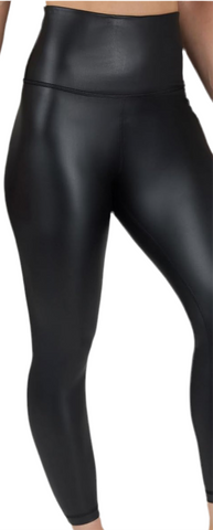 Women's No Seam Faux Leather Leggings - Black Size Small