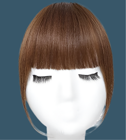 Light Brown Clip-In Bangs - Curved Temple Hairpieces Instant Style