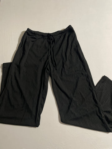 Women's Black Ribbed Stretchy Pants - Size Small Comfortable Fit