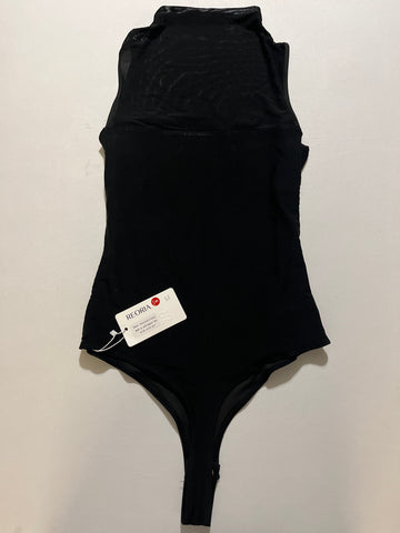 Black Mock Neck Sleeveless Mesh Bodysuit - Size Small REORIA