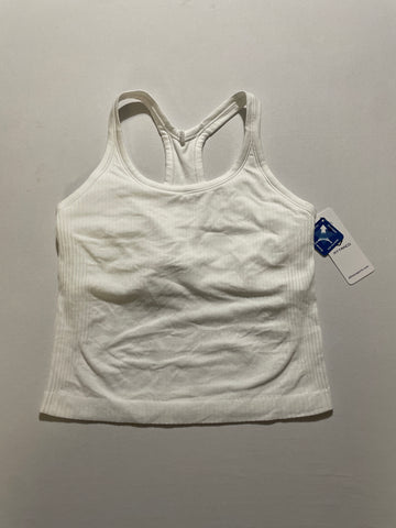 ATTRACO Women's Ribbed Workout Crop Top with Built-in Bra - Size Small