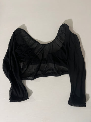 Sleevey Wonders Black Mesh Long Sleeve Crop Top
