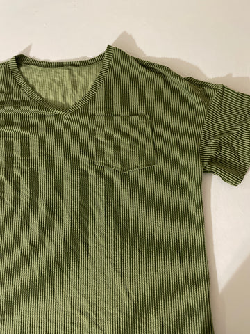 Women's Green Ribbed Texture Shirt 2XL