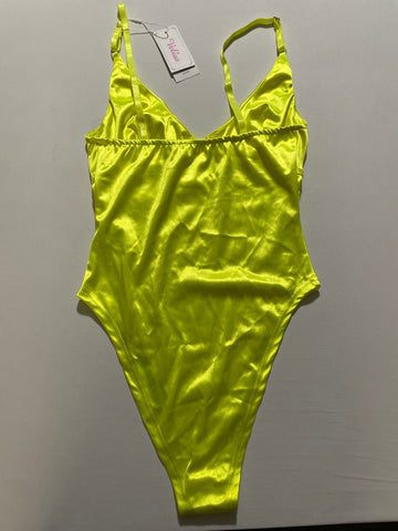 Velius Women's Metallic Shiny Bodysuit Tank Top - Size Small