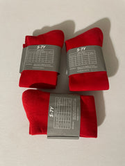 Red Sports Socks 3-Pack - Baseball Softball Soccer Athletic Socks