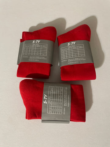Red Sports Socks 3-Pack - Baseball Softball Soccer Athletic Socks