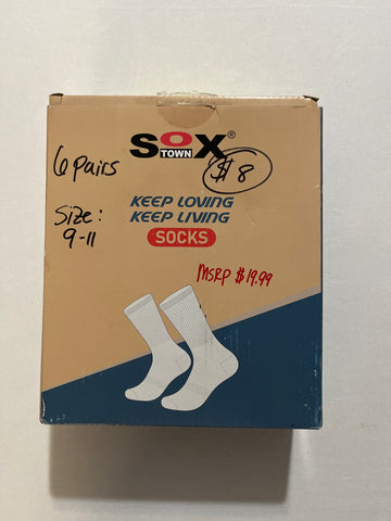Unisex Cushioned Crew Athletic Socks - Black 6 Pairs Size 9-11