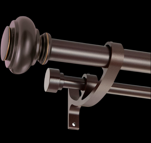 Double Curtain Rod Adjustable 36-76 Inch - Matte Brown