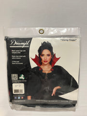 Black Velvet Vampire Cape - Gothic Costume with Rose Chain Detail